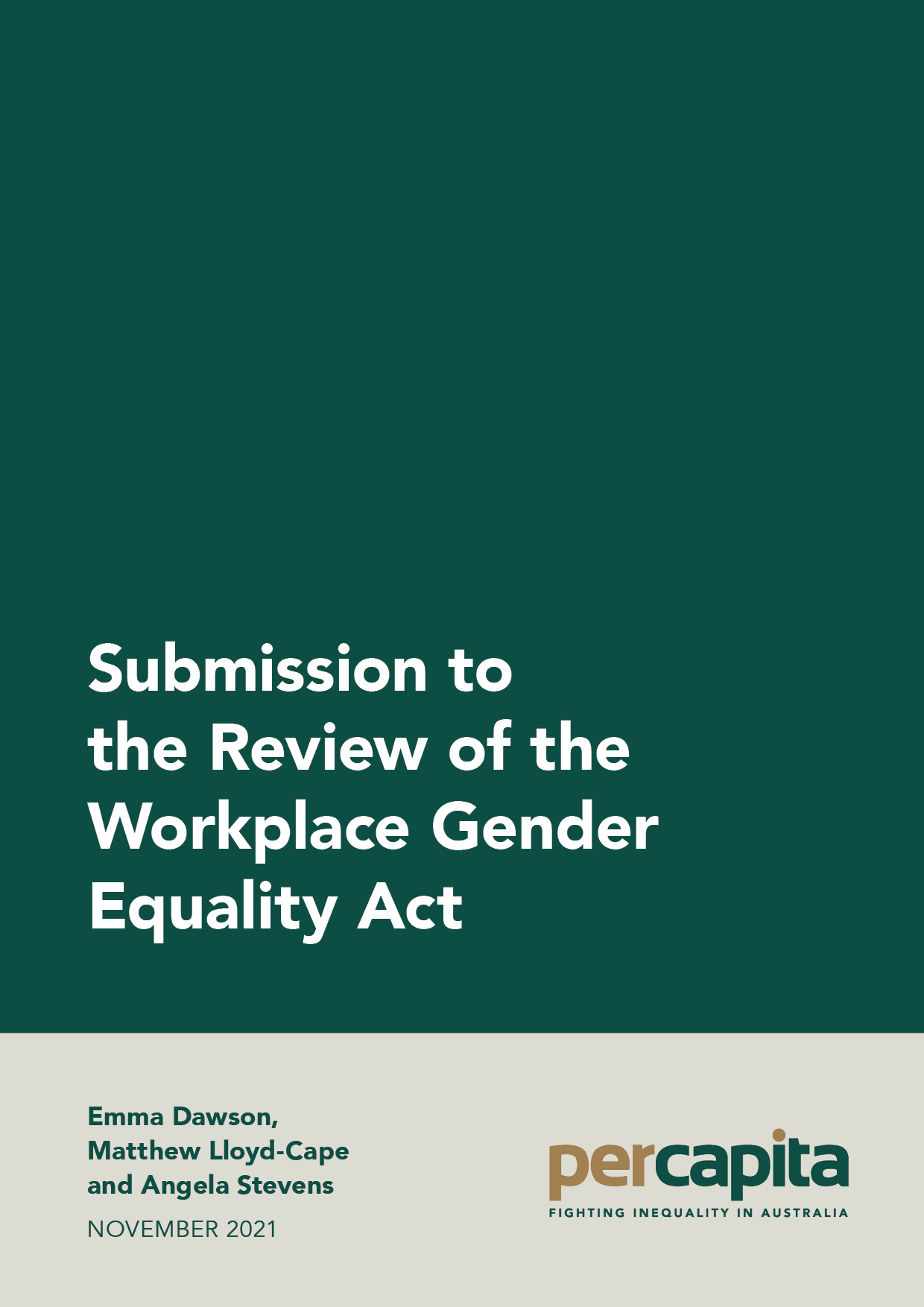 Submission To The Review Of The Workplace Gender Equality Act Per Capita